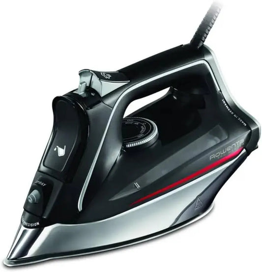 Rowenta DW8210D1 Fer à repasser vapeur sec, noir, semelle Microsteam 400, 2 m, 200 g/min, rouge, 50 g/min