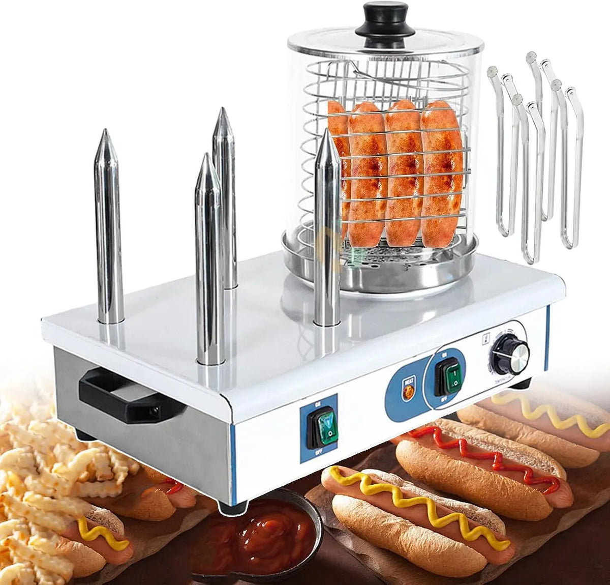 Machine à Hot-Dogs, cuiseur, vapeur, restaurant, food truck, acier inoxydable, fonction chauffante, pour Restaurants