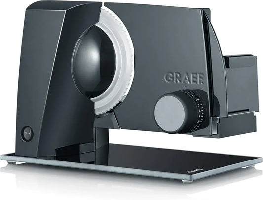 GRAEF S12002 sécurité, Trancheuse STYLE noire, coupe réglable 0-20 mm, lame ondulée inox, plaque verre