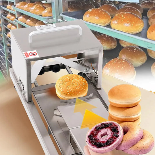 Trancheuse à bagel, coupe-chignon manuel, guillotine en acier inoxydable pour trancher les gros bagels et la pâte
