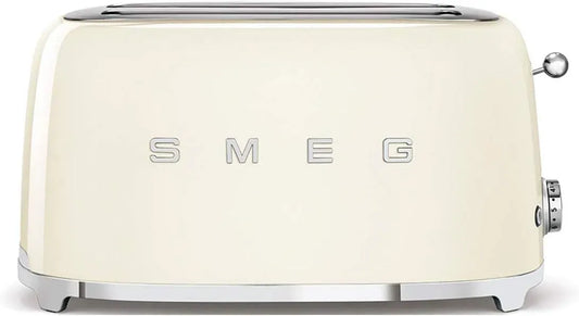 Smeg TSF02CREU Radiateur électrique, 1500 W, gril, décongélation, Grille-pain 4 Tranches, 2 Fentes 36 mm, 6 Niveaux de Brunissage