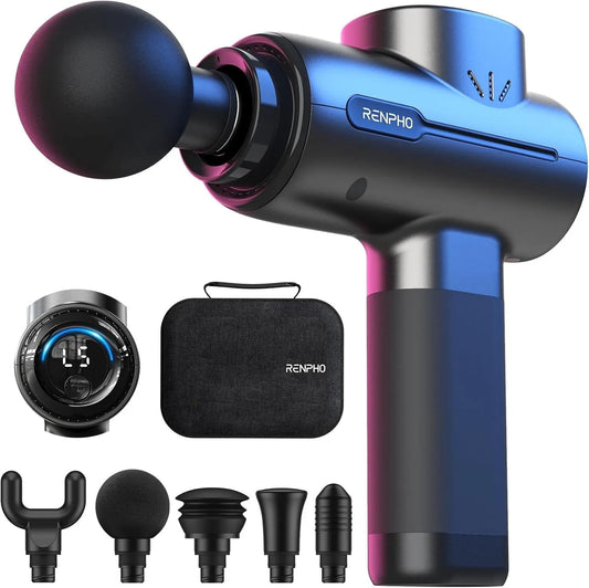 Pistolet de Massage, 10mm Amplitude, 3200 tr/min, 5 Vitesses & Têtes