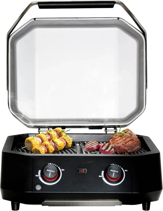 E-500 SS430 thermomètre, Barbecue, 51 x 39 cm, 2 foyers, 2100 W, 230 V, acier inoxydable, fonction chauffante