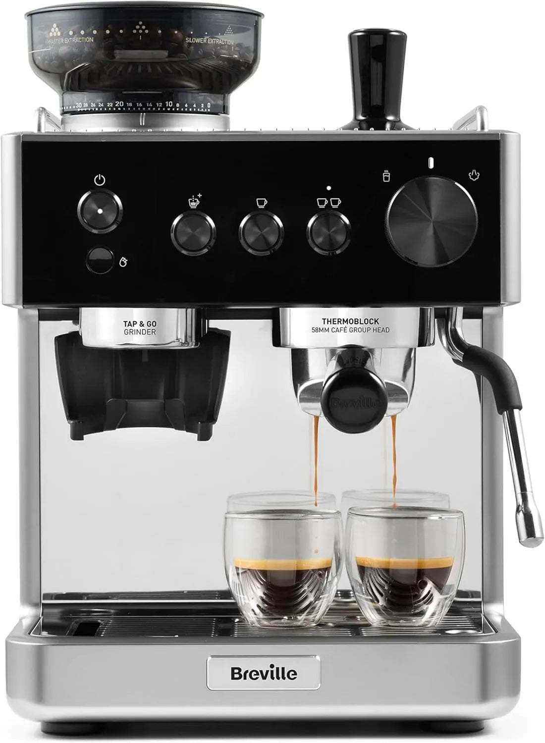 Mousseur à lait VCF186X, émulsionneur à lait, noir, Pompe italienne 15 bars, Breville Barista Classic Machine à espresso