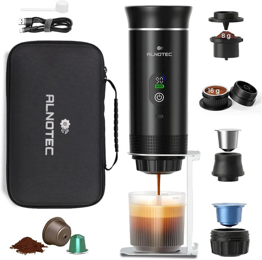 EN 1 8g/16g Machine à Caf, Sac+Support, Portable, machine à café électrique, 20 Bar, 8 g, 16 g, USB, fonction chauffante, noir