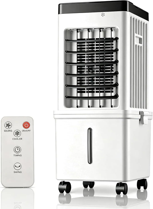Rafraîchisseur d'air, 15 L, portable, roulettes de déplacement, 3 vitesses, oscillation, silencieux, Oscillation à 120°, Panneau LED