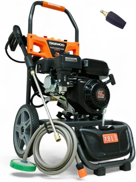 Nettoyeur haute pression, professionnel, Nettoyeur de surface 7 CV avec tête de pompe en laiton, rotabuse et tuyau haute pression de 12 m