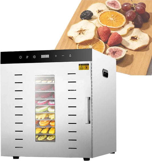Déshydrateur Alimentaire pour usage professionnel 6/8/10/12 Plateaux INOX︱Utilisation Nuit︱Contrôle Précis 30 à 90°C Minuterie 30 Min à 24h︱pour
