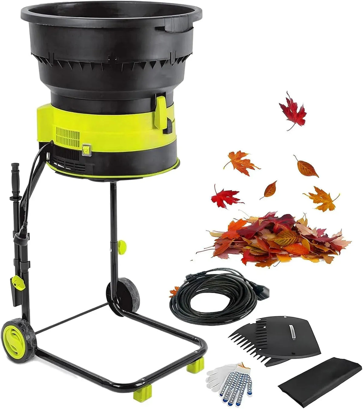 30M Diamètre de L'entonnoir 54 cm pour Nettoyage Cour Wire, 2500W Broyeur à Feuilles Électrique Broyeur de Compost Broyeur de Branches Hachoir à