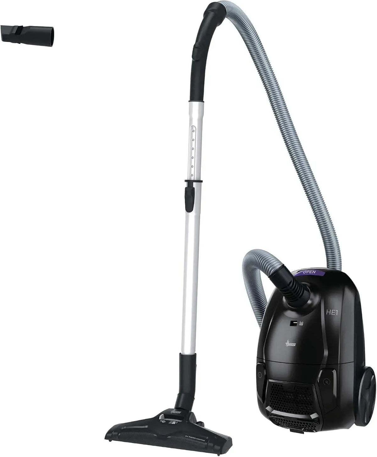 Hoover HE1 Aspirateur, 2,5 L, Capacité Sac 2,5L, Rayon d'Action 7,5m, Filtre EPA, 7,5 m