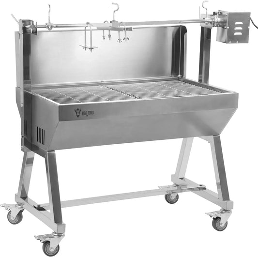 barbecue, moteur, Grill, 60 kg, roulettes de déplacement, acier inoxydable, pour porc et agneau avec roulettes