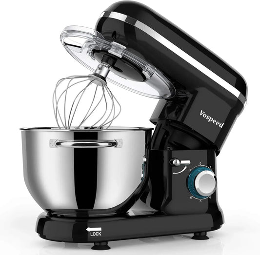 Lave-vaisselle, 6.2 L, 1500 W, Vospeed, acier inoxydable, noir, Robot Patissier 1500W, Mélangeur Électrique 6, avec 6 Vitesses