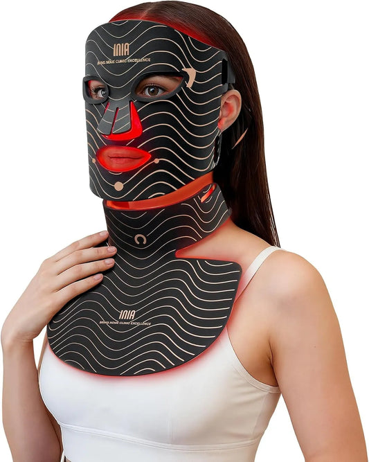 Lumière Rouge, Masque LED Visage & Cou, 4 Modes, Jaune & Bleue