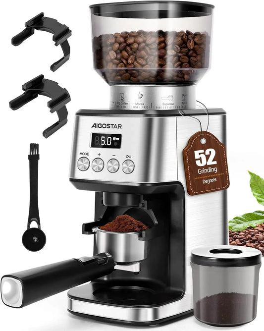 320g+130g Moulin, broyeur à grains de café, 320 g, 130 g, professionnel, acier inoxydable, pour Expresso, Aigostar