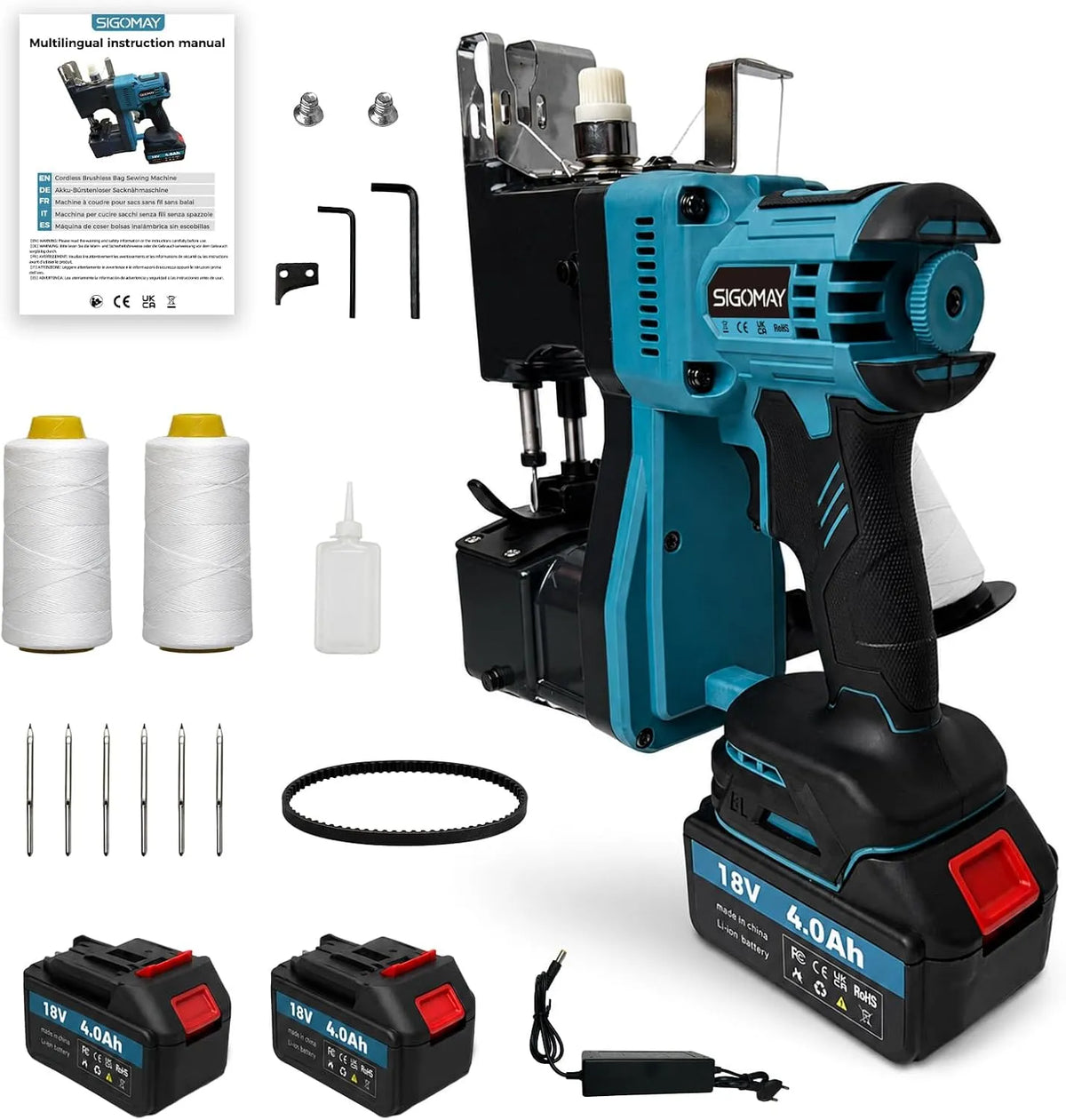 Makita Machine à Coudre, Portable, machine à coudre électrique, 18 V, sans fil, pour Sacs Tissés