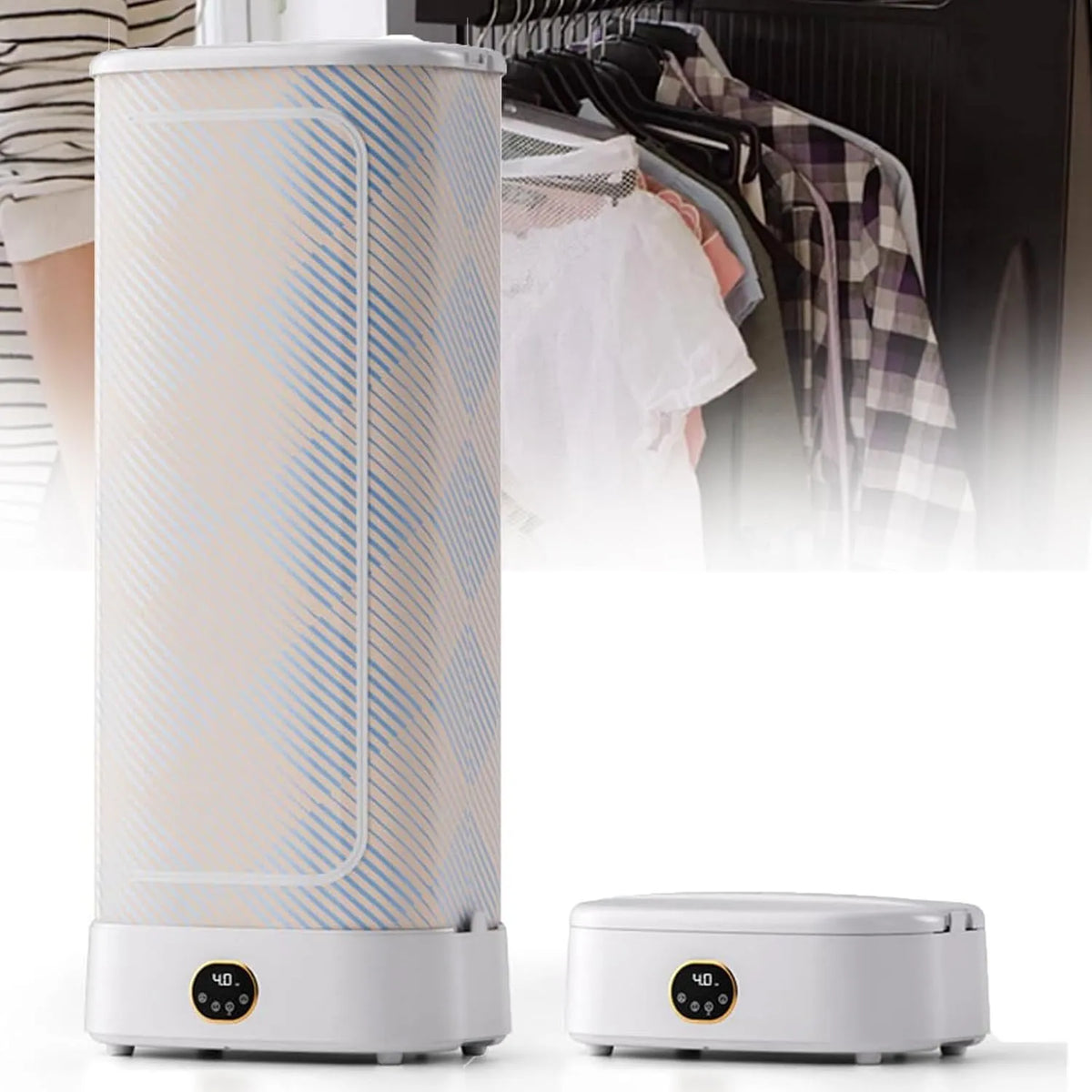 Sèche-linge, portable, minuteur, vapeur, Circulation d'air Chaud à 360°, Machine à Repasser à Vapeur